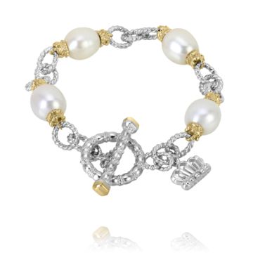 Vahan 14k Gold & Sterling Silver White Pearl Chain Bracelet